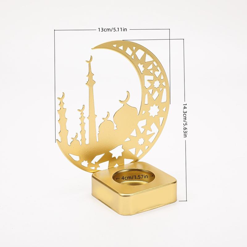 Star Moon Candle Holder, Islamic Mosque Design, Ramadan Desktop Decoration, Festival Atmosphere Decor, 1pc, Candle Stand