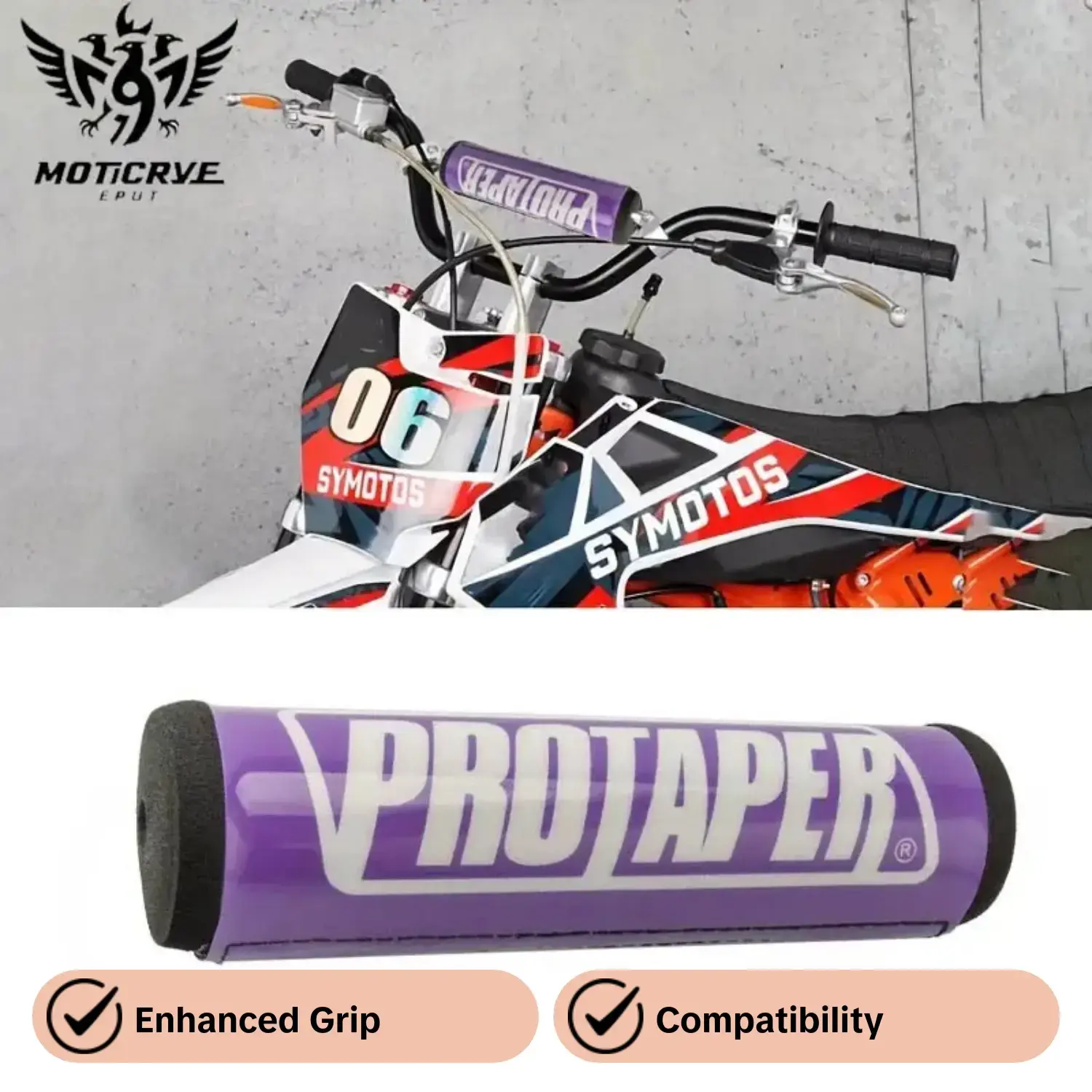200mm Handlebar Round Cushion Crossbar Foam Bar, Compatible with Honda Yamaha Kawasaki Suzuki, Motocross Dirt Bike Atv Quad Accessories