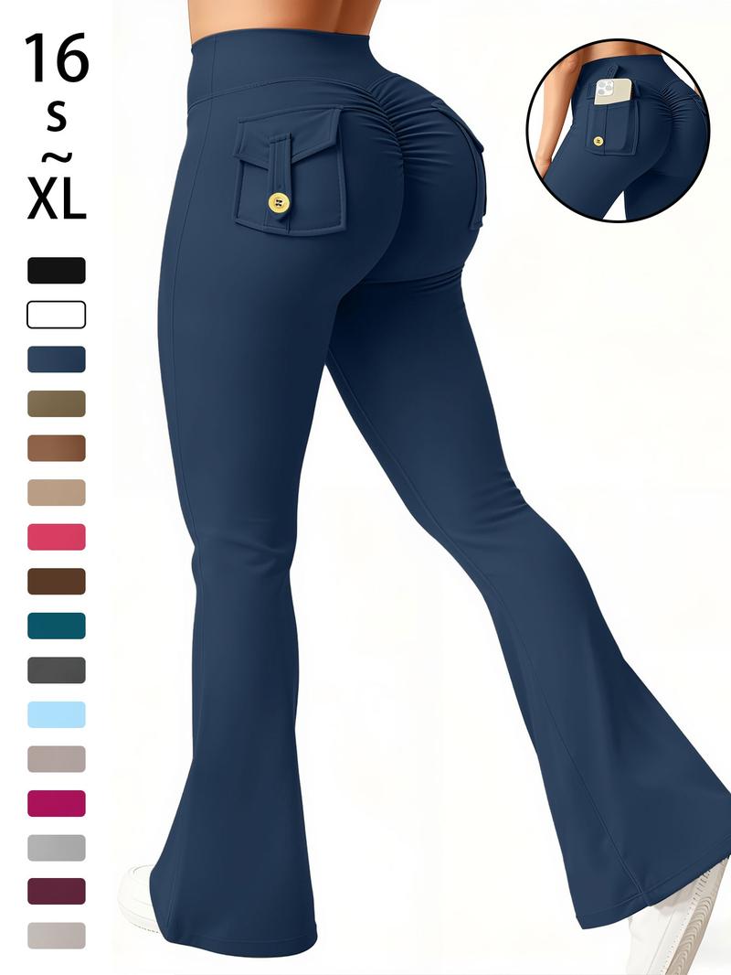 Women's High Waisted Tight Fit Flare Pants with Pockets, V-Shape Waist Design, Butt Lifting Yoga Pants, Casual Fall Winter Workout Wear, High Stretch Leggings Women's High Waisted Tight Fit Flare Pants with Pockets, V-Shape Waist Design, Butt Lifting Yoga Pants, Casual Fall Winter Workout Wear, High Stretch Leggings