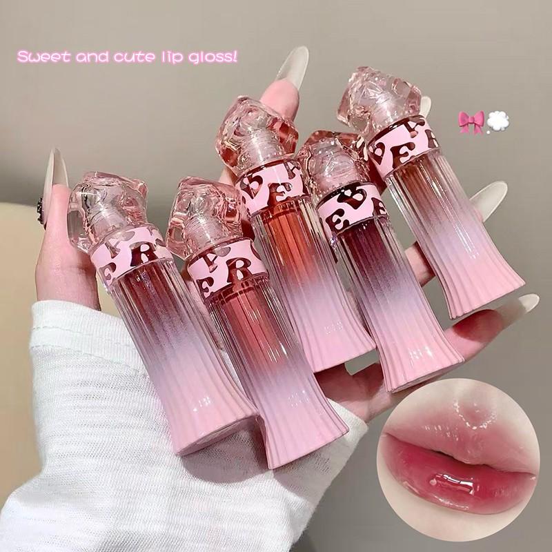 Mirror Finish Water Lip Gloss, Cute Packaging, 6 Colors Moisturizing Lips, Waterproof Long-Lasting, Ideal Valentine Gift for Women