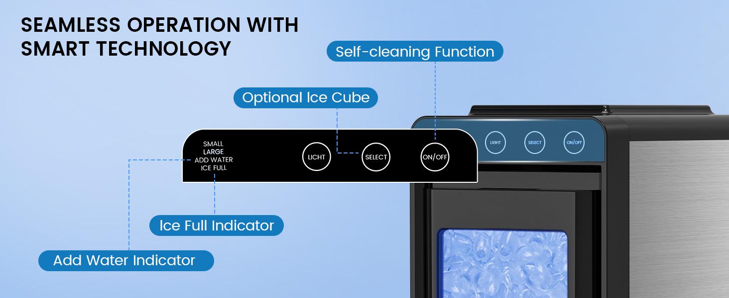 Cowsar Countertop Bullet Ice Maker Machine with Self-Cleaning & Light, Fast Ice Making, LED Control, Pull-Out Ice Drawer, Compact Portable Ice Maker for Home & Kitchen
