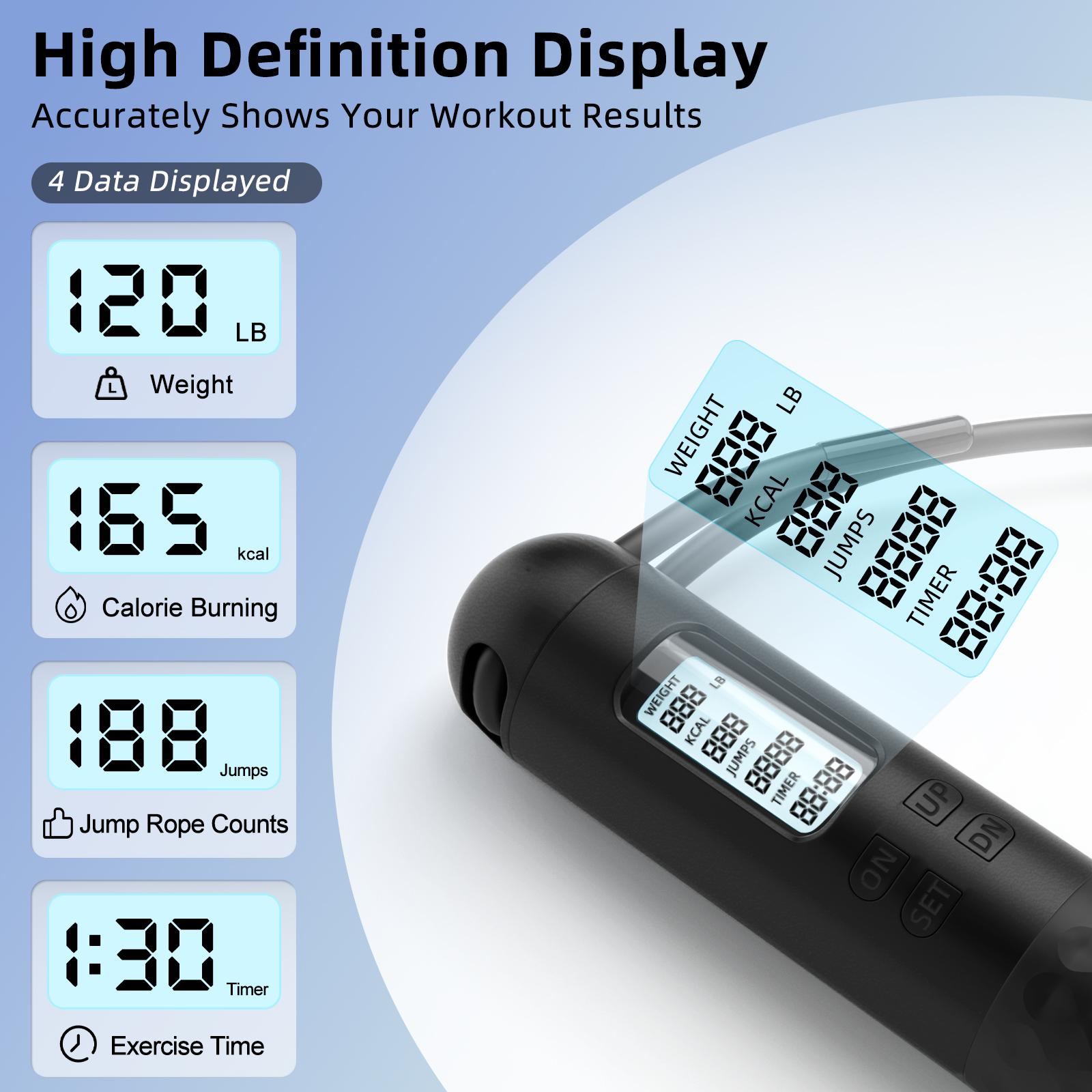 MOKO Cordless Jump Rope, Weighted Jump Rope with Counter, Jump Ropes for Fitness, Smart Skipping Rope for Crossfit, Gym, Burn Calorie, at-Home-Workout for Women Men Adult Kids