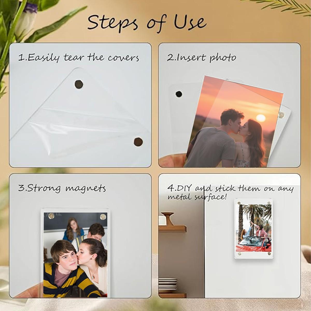 Magnetic Acrylic Photo Frame in Transparent Rectangle Style, Versatile Sizes for Family Warmth and Memories
