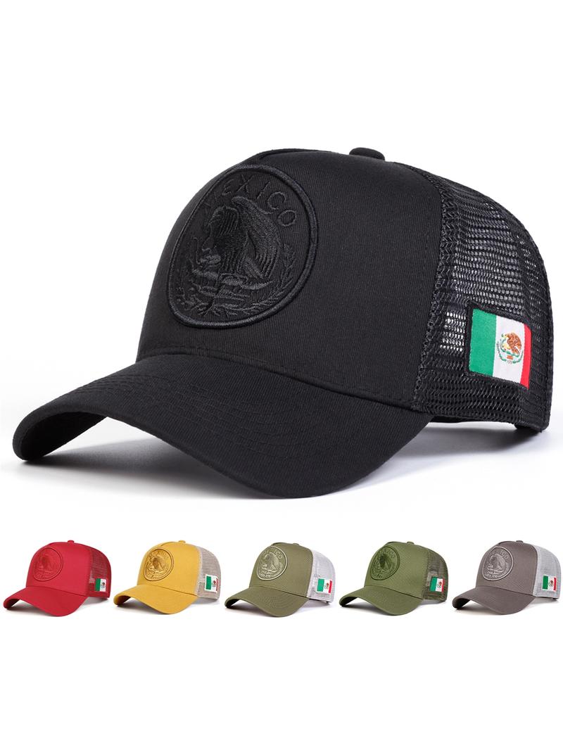 Mexico Flag Design Baseball Cap, Casual Outdoor Sports Hat for Men & Women, Adjustable Sun Protection Cap for Daily Wear, Embroidery Adjustable Hat