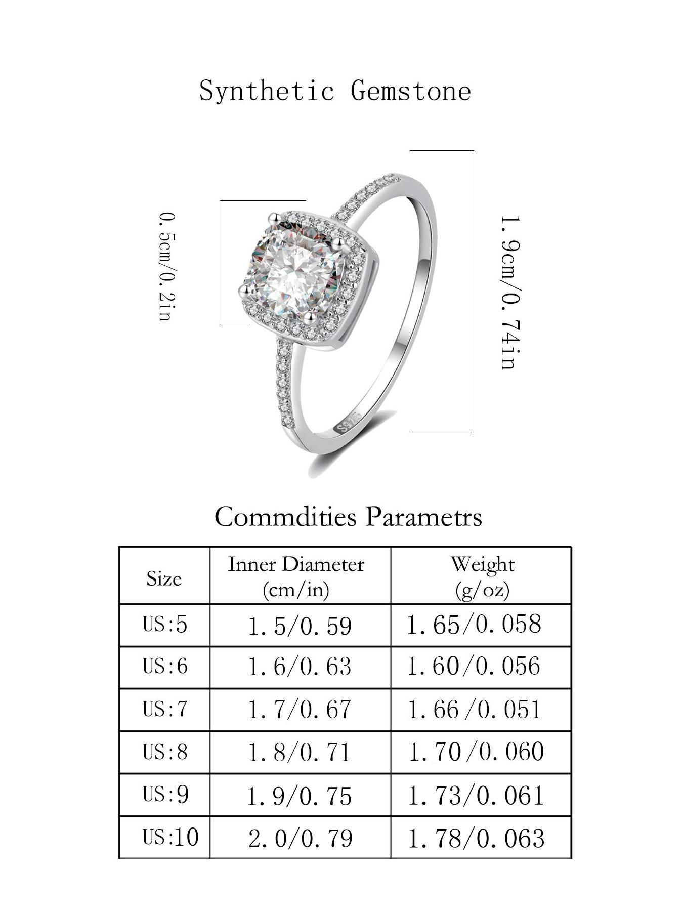 Square Engagement Ring, Elegant and Exquisite Gift Jewelry, Perfect for Women's Weddings, Parties, Birthdays, Daily Wear at Work