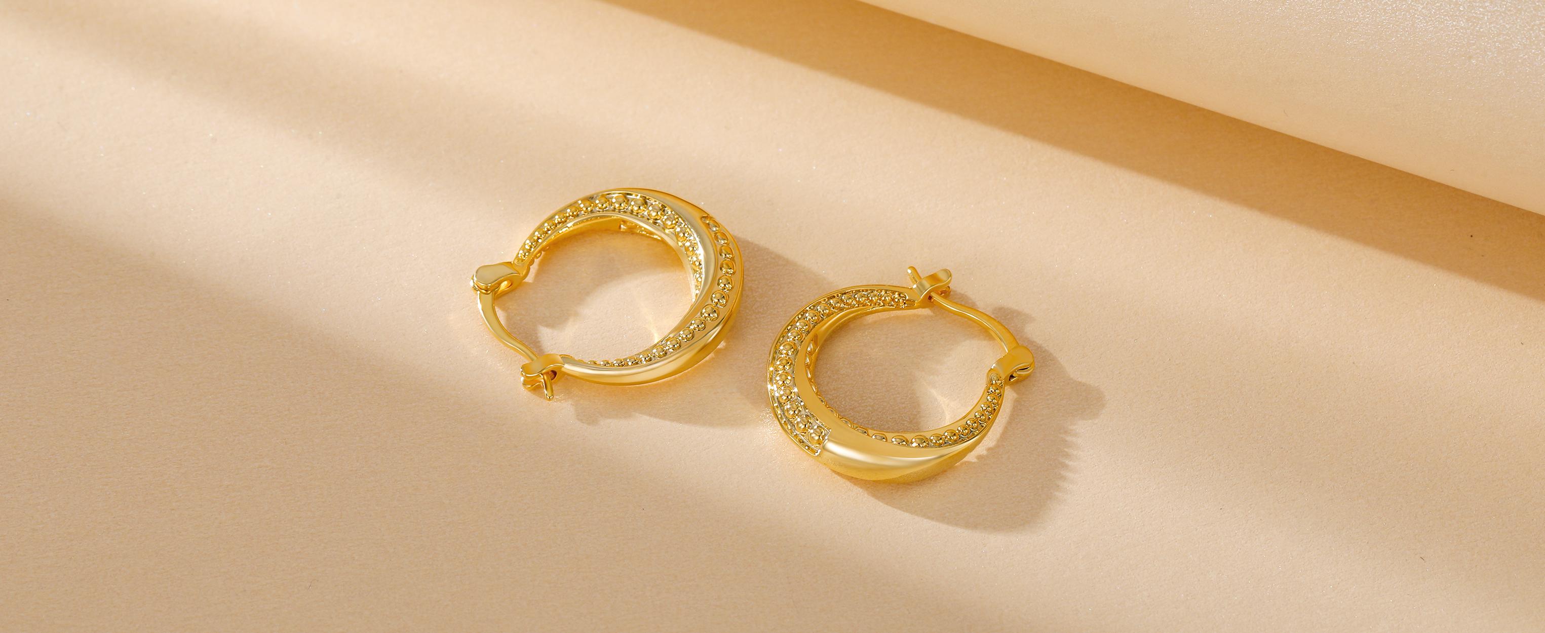 925 Sterling Silver Post Chunky Gold Hoops, Gold Plated Hypoallergenic Earrings for Women Jewelry