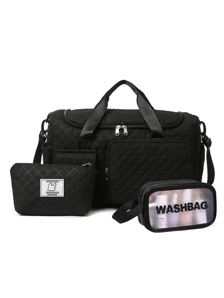 Three-piece travel bag set, niche design, multi-functional handbag, small bag and toiletry bag combination, large capacity, fashionable and versatile, multi-color optional, suitable for short trips, outdoor camping, etc., Travel Essentials Carryall