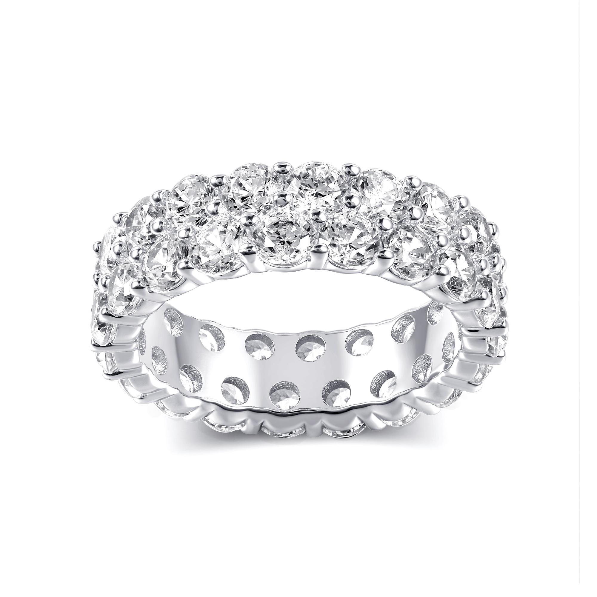 Unisex -Eternity Ring Band Round-Cut Cubic Zirconia Tennis Band All-Around Wedding Engagement Band Stacking Ring Hiphop Style for Women and Men R7953