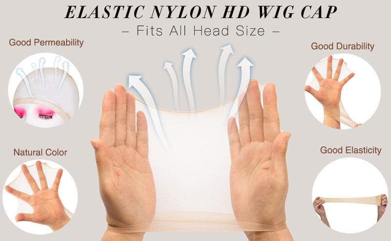4PCS HD Wig Cap for Lace Front Wigs - Stretchy Nylon Stocking Wig Caps for Women, Perfect for Wig Installations