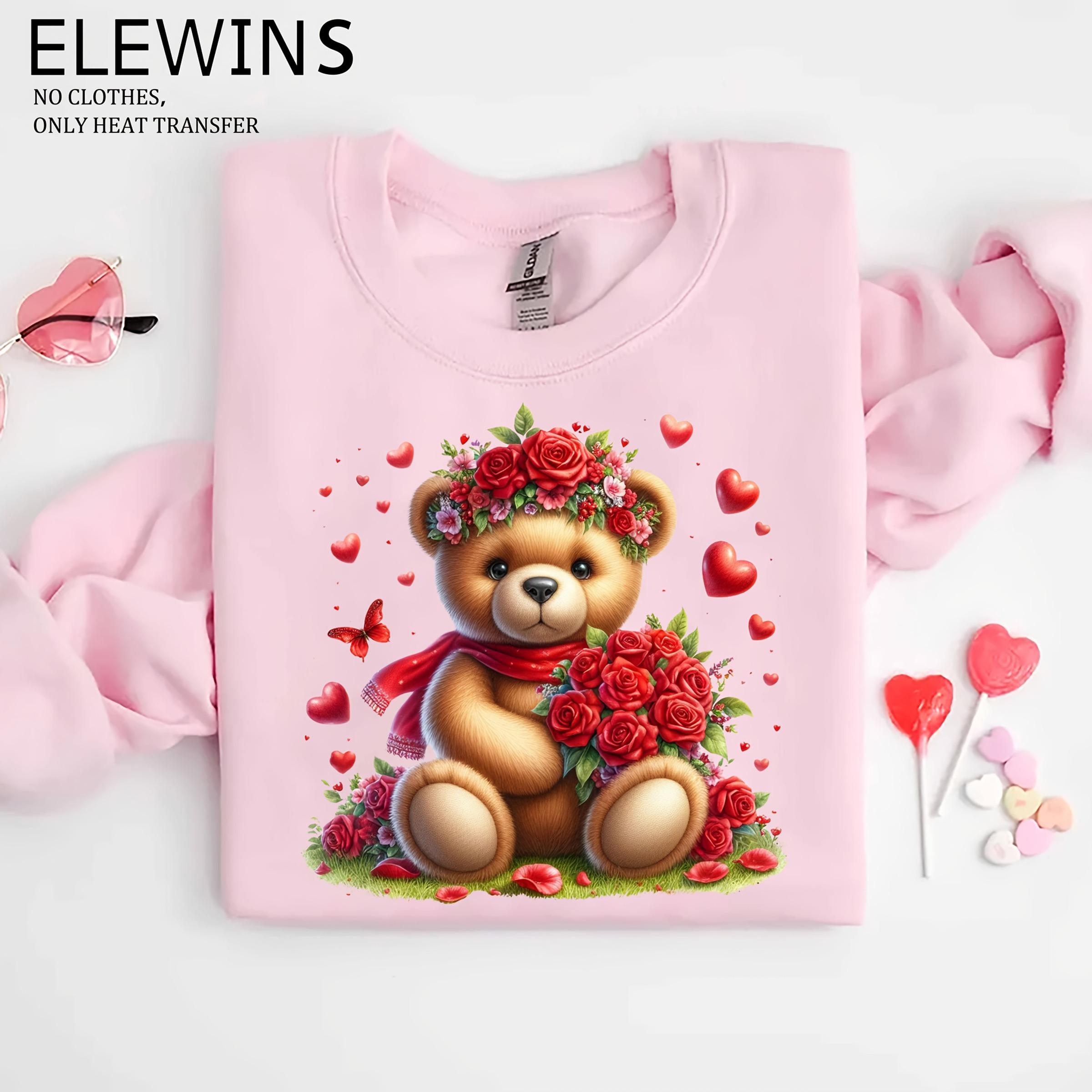 6 Pcs Teddy Bear Heart Iron-On Transfer Stickers, Handmade Embellishments, DIY Clothing Decorations for T-Shirts, Jeans, Hats, Backpacks, No Sewing Required, Gift, Diy Decoration Set