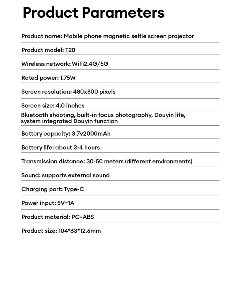 MGALL T20 Magnetic Wireless Self Display, Perfect for Content Creation, Selfies, Videos, Live Broadcasts, Adjustable Screen Ratio, Compatible with iOS, Android & HarmonyOS Mobile Phones