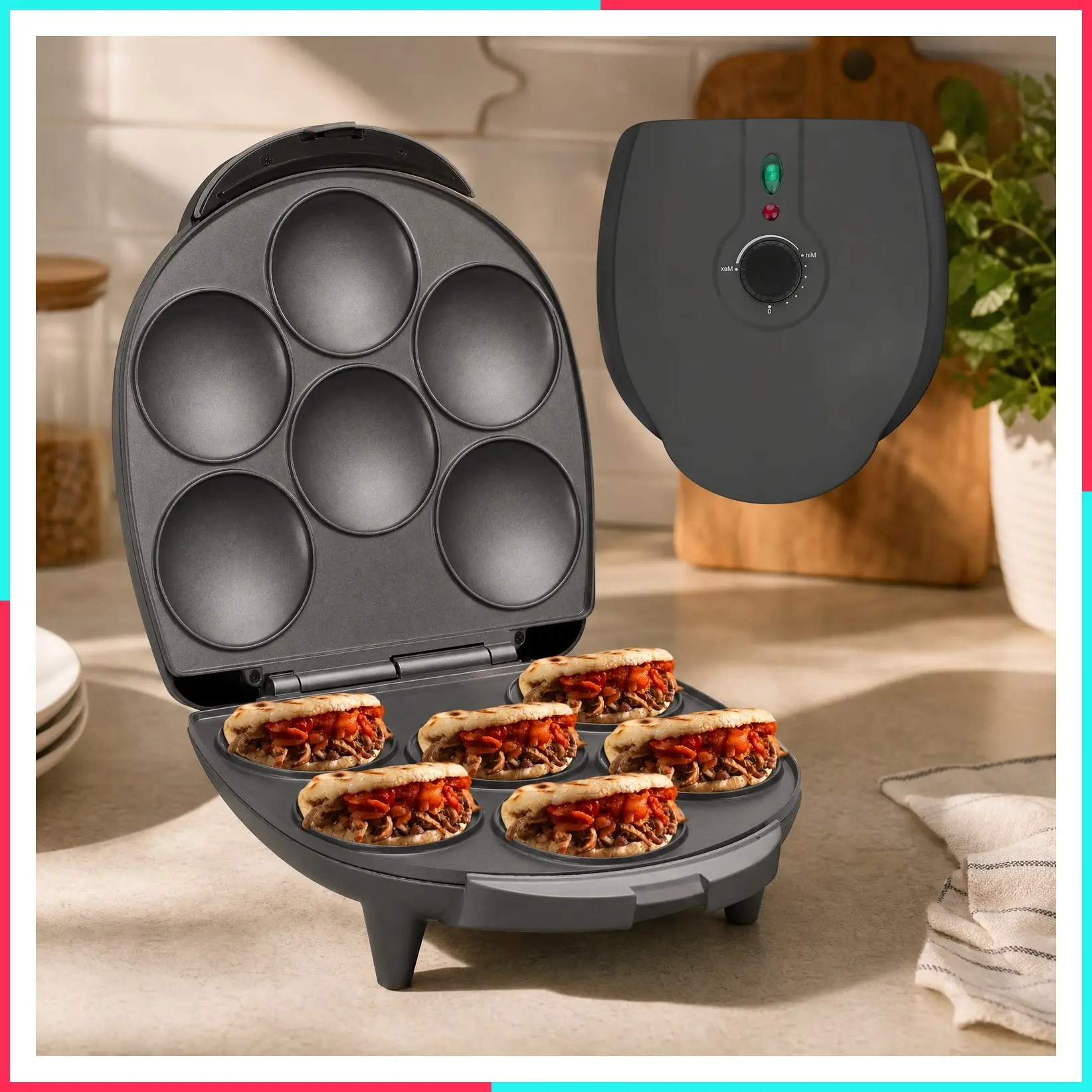 Electric Arepas Maker with Browning Control, Mini Pancake Maker Pan for Arepas, Corn Patties, Breakfast Sandwiches and Fried Eggs, Graphite