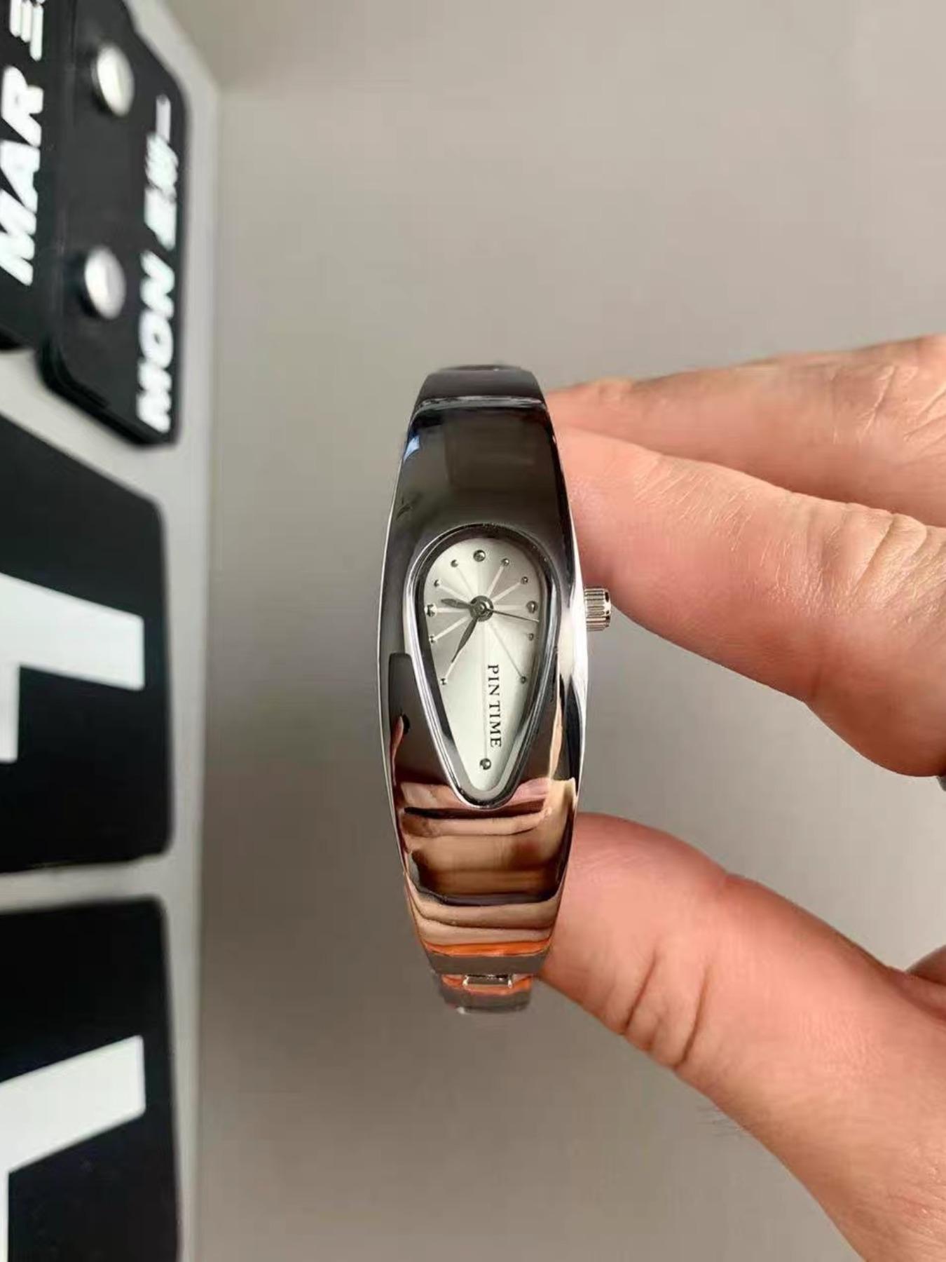Y2K Water Drop Watch, Vintage Trendy Unisex Bracelet Watch, Waterproof Metal Case, Silver Color Dial, Quartz Movement, Ideal Gift, Wearable Wristwatch