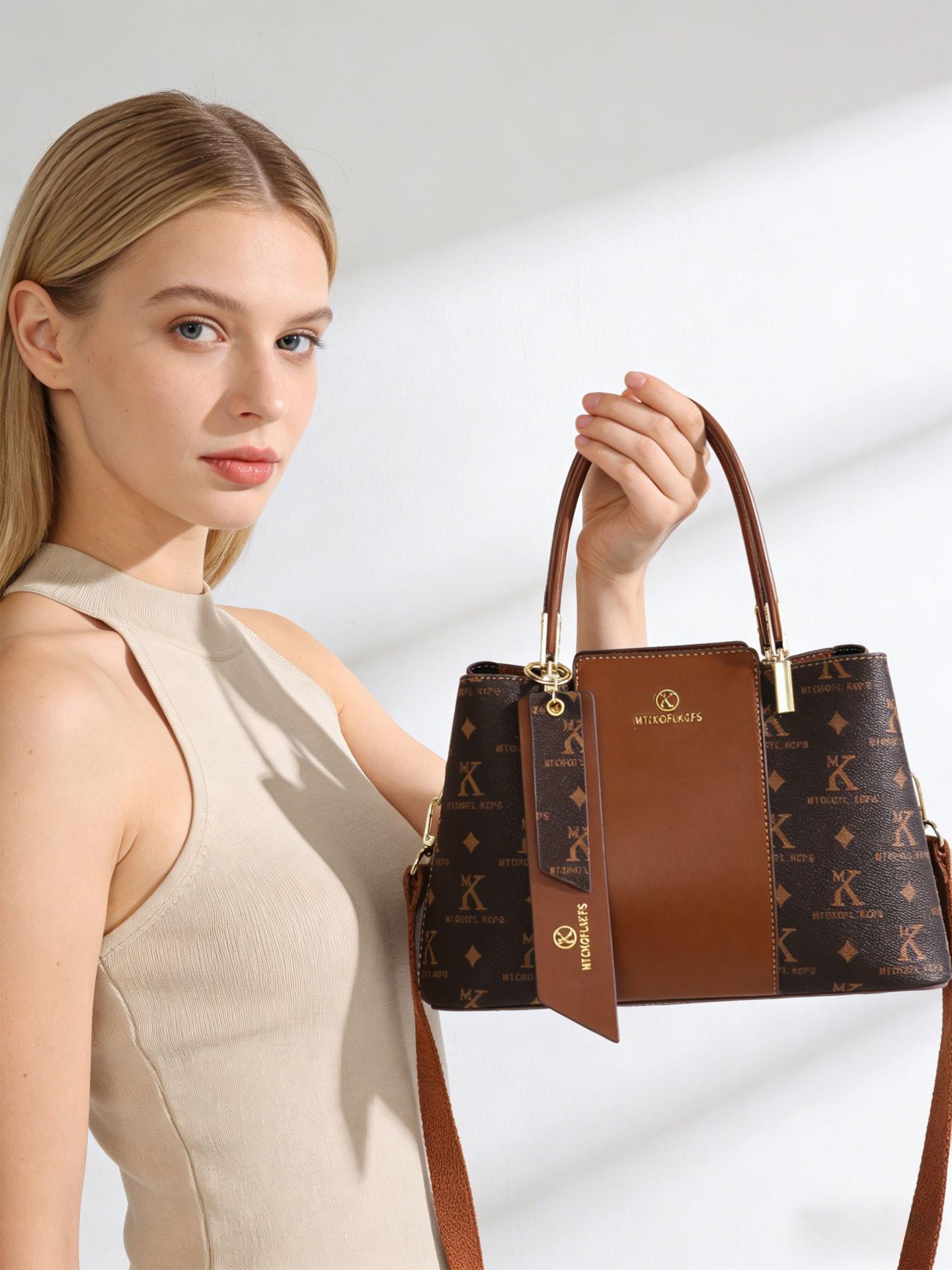 Light luxury letter-printed 3-piece women's bag set, high-end texture large-capacity handbag, practical and versatile for daily work, shopping and gatherings, can be worn in multiple ways such as single shoulder and crossbody, best-selling bag