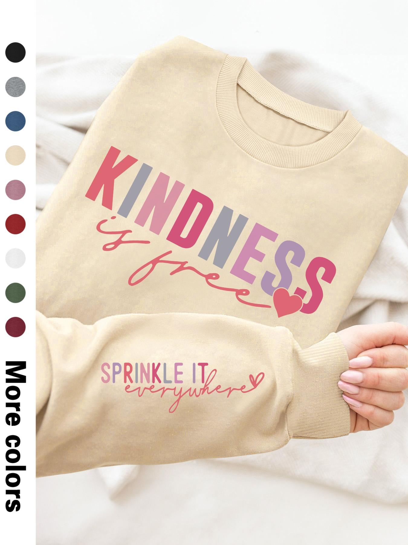 Women's Heart & Letter Print Drop Shoulder Fitted Sweatshirt, Casual Long Sleeve Round Neck Pullover for Fall & Winter, Women's Clothes for Daily Wear, Womenswear