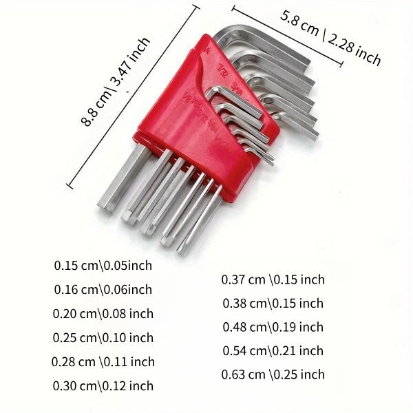 11 Piece Hex Wrench Set, Compact Portable Allen Key Tool Kit, Manual Hand Tools for DIY and Home Repair, Essential Hardware Accessories
