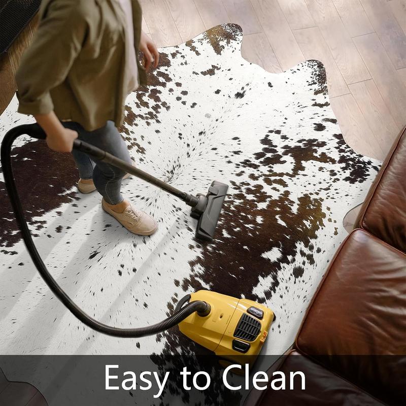 LOCHAS Premium 100% Polyester Cowhide Rug Western Style Animal Print Faux Fur Soft Comfortable Durable Easy to Clean Decor for Bedroom Living Room