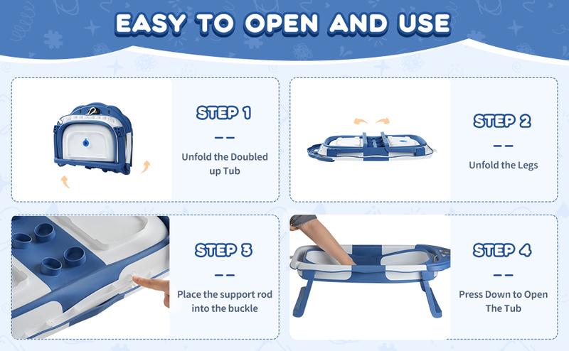 Baby Bathtub,Collapsible Baby Bath Tub with Thermometer & Soft Floating Cushion,Portable Travel Baby Bathtubs for Newborns to Toddlers 0-36 Months(Crab Gray) Swing Seat