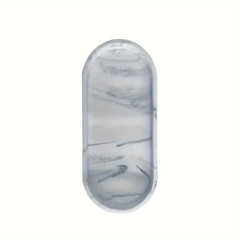 Silicone Marble Pattern Bathroom Tray, Oval Jewelry Storage Tray, Multi-Functional Decorative Tray for Candle Soap Plant Cosmetics, Bathroom Decoration Supplies