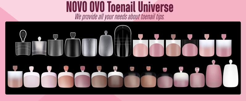 NOVO OVO Upgraded Flexible Half Cover Soft Gel Fake Toe Nail Tips with Auxiliary Line for Toenail Extension, Sharp Square Medium Wide for Men Women Acrylic pedicure in Salon x 15 Sizes 300 Pcs，NO GLUE & BUILDER GEL, TOP COAT,LAMP INCLUDED