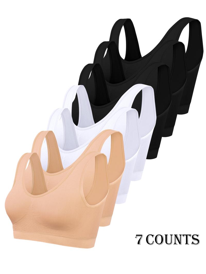 Women's Solid Backless Wireless Push Up Bra, Comfortable Breathable Simple Crop Tank Top for Daily Wear, Women's Bralette Lingerie Top for All Seasons