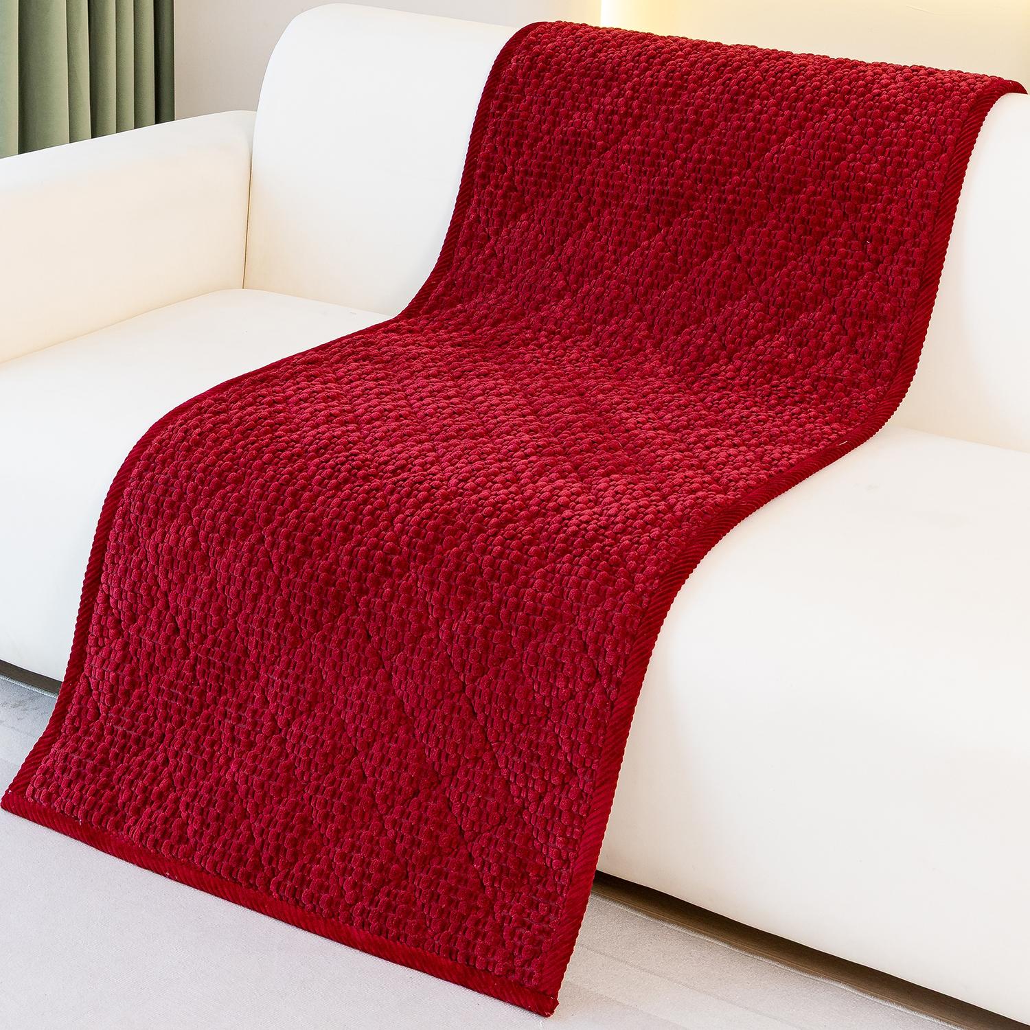 1pc Single Solid Color Bubble Velvet Sofa Pad, Soft Skin-Friendly Material, Pet-Friendly Anti-Slip Design, Machine & Hand Washable, Fits Single to Five-Seater Sofas