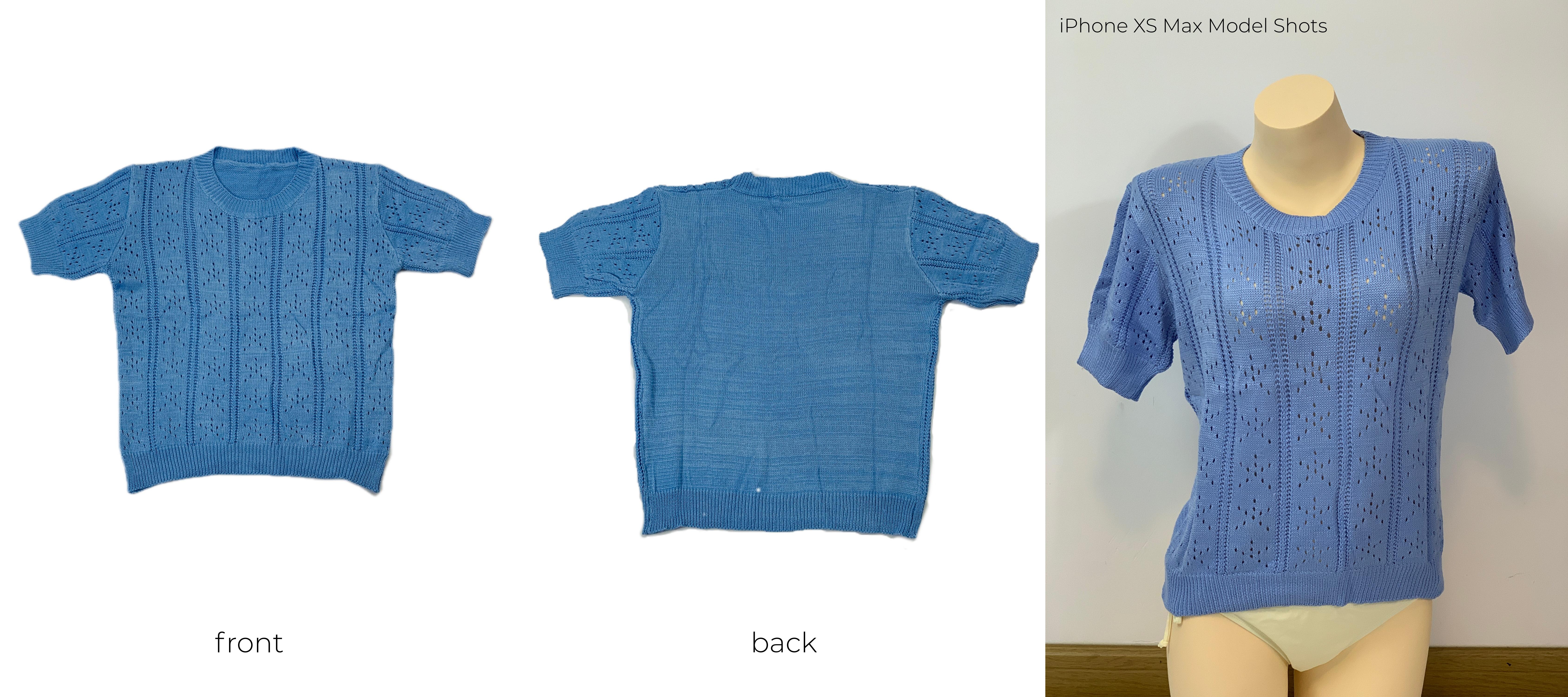 French Style Solid Hollow Out Knit Top, Casual Office Short Sleeve Sweater