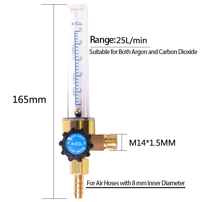 Full Copper Argon Flow Meter, Arc Welder Gas Flow Gauge, Co2 Float Flowmeter, Welding Pressure Reducer, Precision Measurement Tool