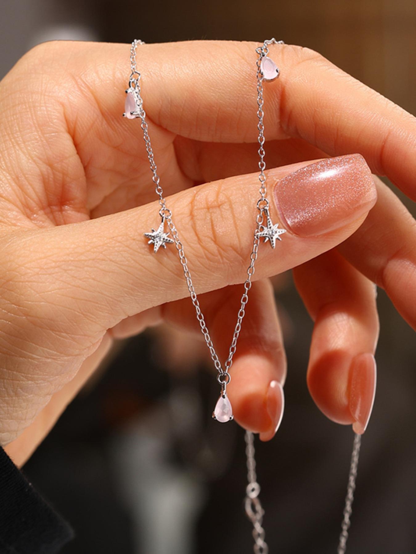 S925 Sterling Silver Fashion Flower Design Artificial Zircon Decor Necklace, Elegant Jewelry for Women for Party, Daily Decor, Trendy All-match & Exquisite Jewelry for Birthday Gift, Cubic Zirconia Pendant