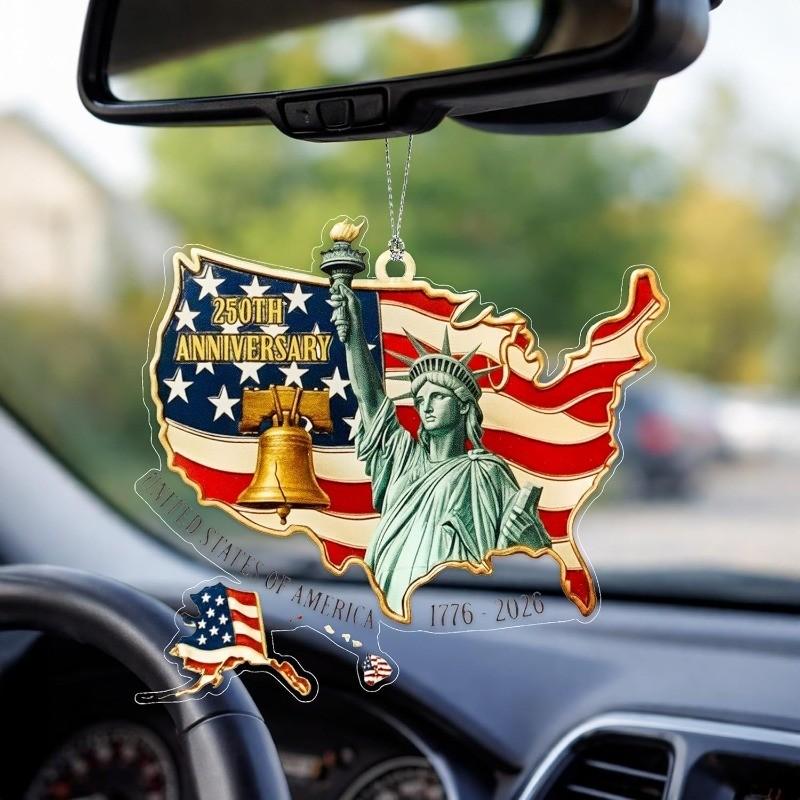 United States 250th Anniversary Ornament, 2D Acrylic Usa Hanging, Patriotic American Flag Decor, Gift for Us Citizens, Collector's Item