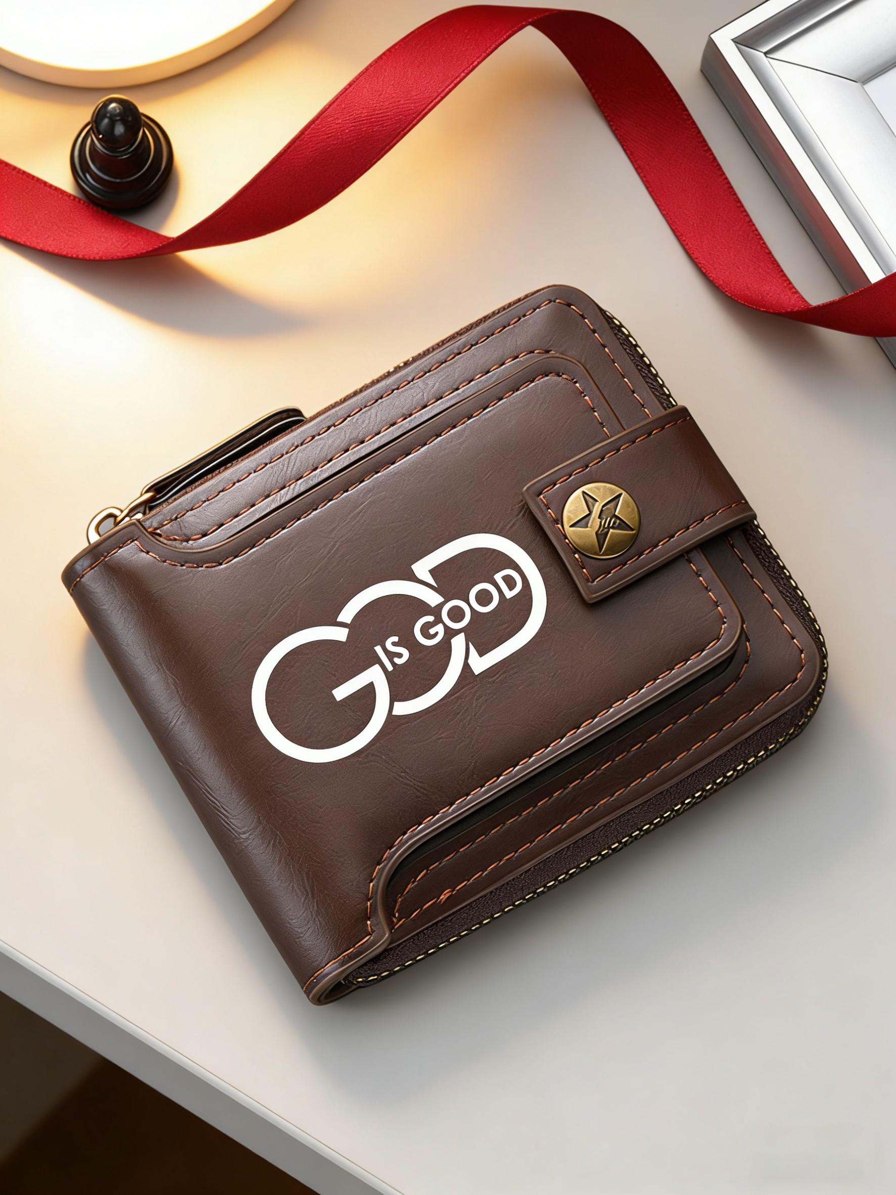 God Is Good Men's Short Zip Wallet, Piano Style Multi-Card Slot Large Capacity, Christian Faith Theme Daily Commute Card Holder, Perfect Gift