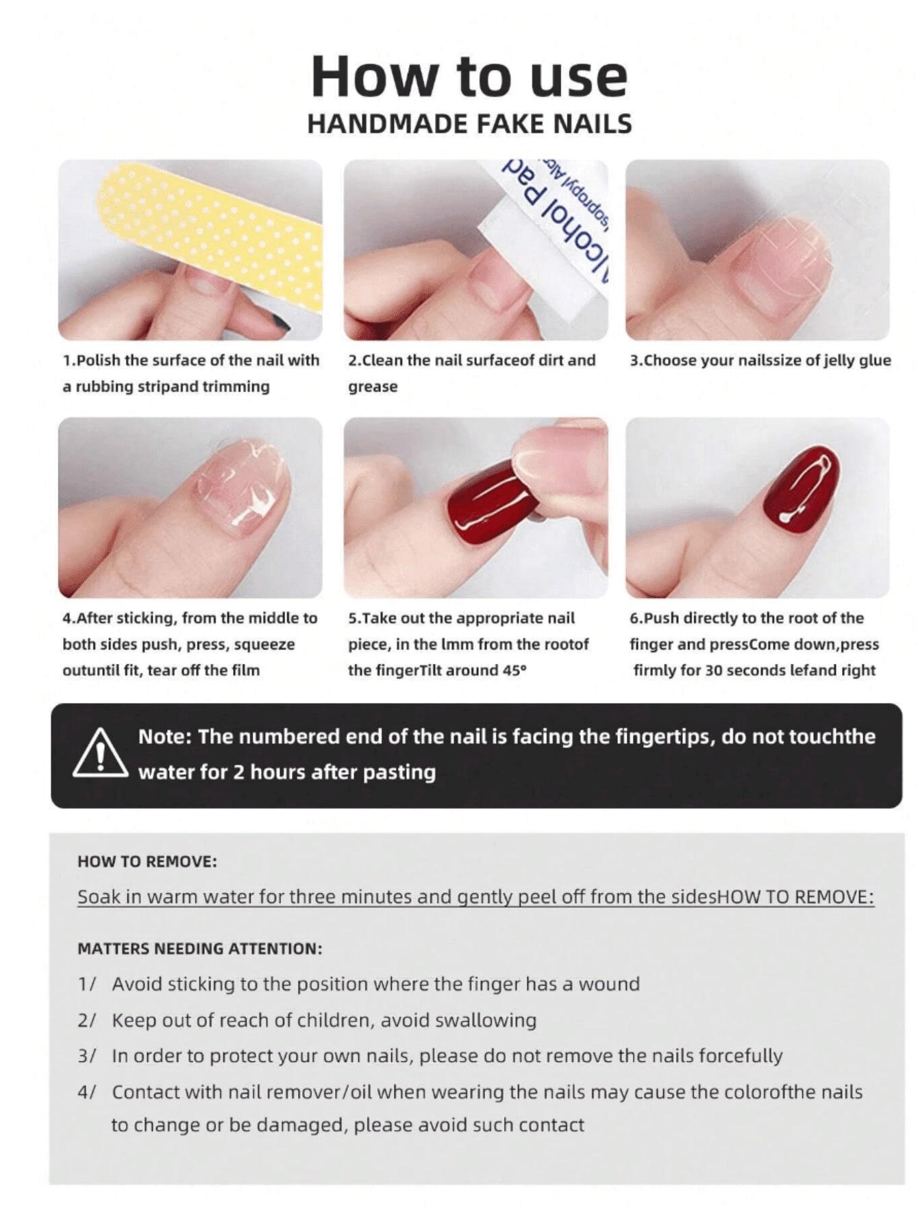 10-Piece Y2K Nail Set, Fashion Duckbill Shape Press On False Nails Kit, Handmade Style, 3D Flowers & Gold Beads, DIY Manicure Tools, Handmade Acrylic Nails