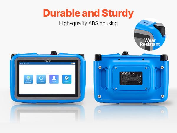 VEVOR Pipe Water Leak Detector for Outdoors, 1Hz-10000Hz, 7 Touchscreen Water Leakage Detection Locator for 16.4FT (5m) Underground Plumbing - with Medium Sensor, 3 Listening Rods, Headphone Case