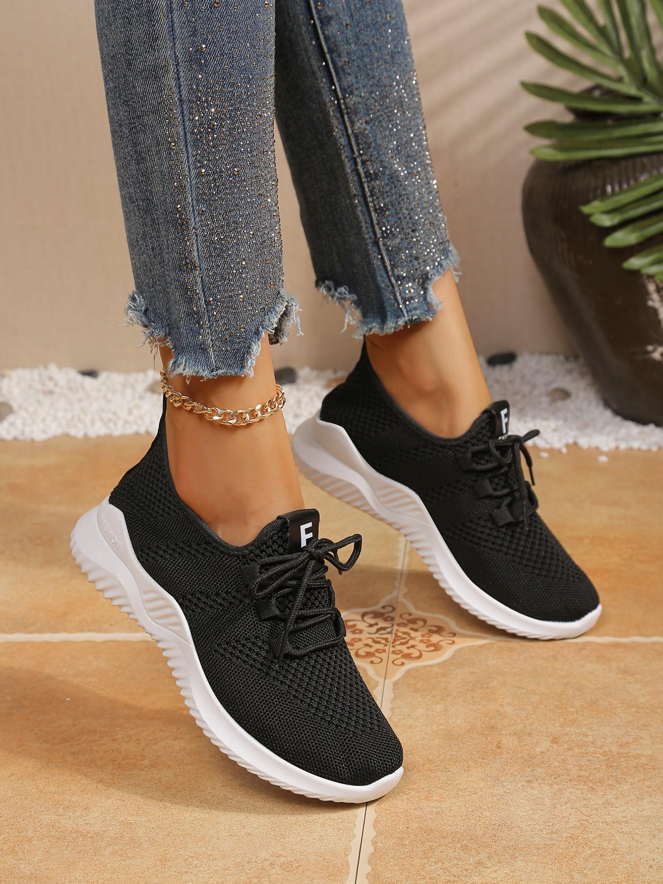 Ultra-Light Breathable Knit Sports Shoes for Women, Anti-Slip Soft Sole Casual Shoes, Daily Commute Lazy Sports Shoes, Round Toe Sneakers, Lightweight Breathable Sneakers