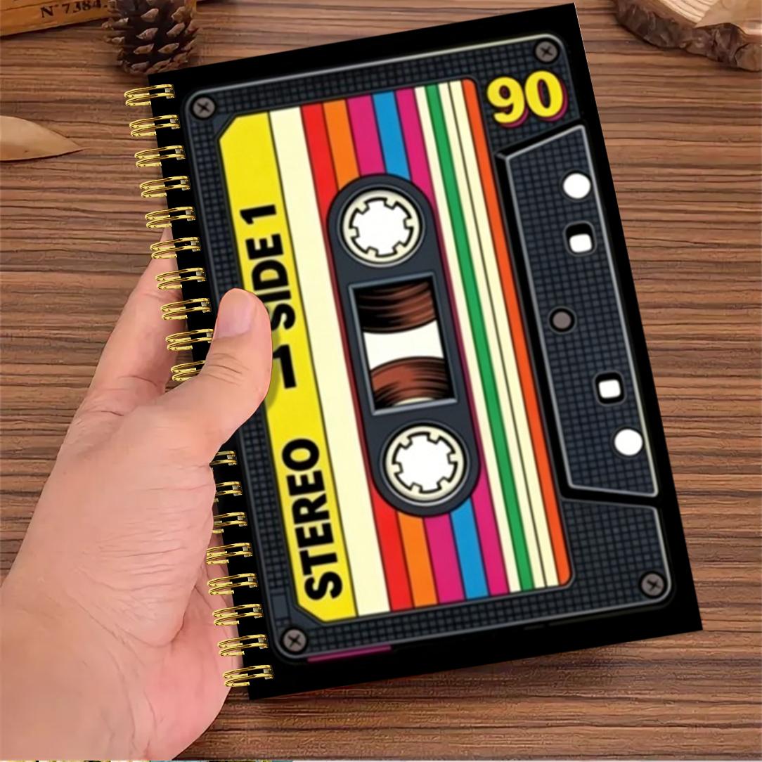 1 book, 5.5x8.3 inches, vintage cassette tape design spiral notebook, vintage music art cover, suitable for music lovers, office supplies and study notes, high-quality paper, sturdy cover, creative professional journal