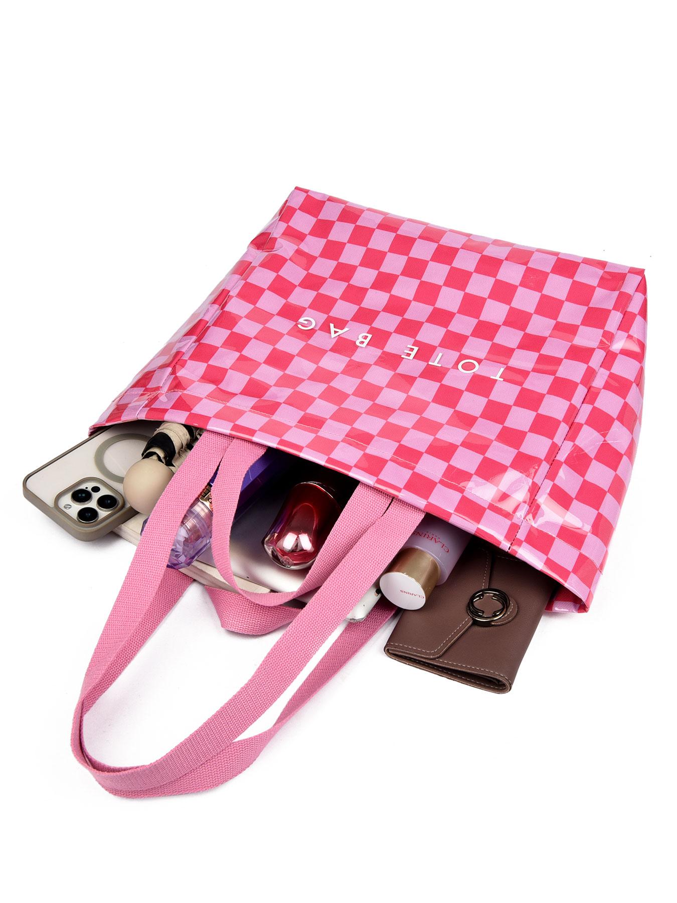 Women's PVC Waterproof Lightweight Tote Bag, Large Capacity Commuter Bag, Durable Design Bag for Daily Use & Travel Essentials, Valentine's Day Gift