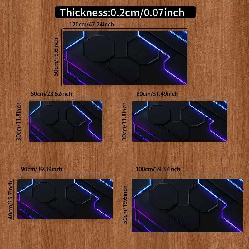 Durable Large Anti-Slip Rubber Mouse Pad, Blue Hexagonal Design, Gaming Office Desk Mat, Perfect Holiday Gift