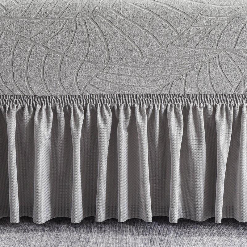Water Repellent Stretch Sofa Cover, Ruffle Skirt, Leaf Jacquard, Anti-Slip, Pet & Kids Friendly, Furniture Protector for 1/2/3 Seater, Washable Elastic Sofa Slipcover