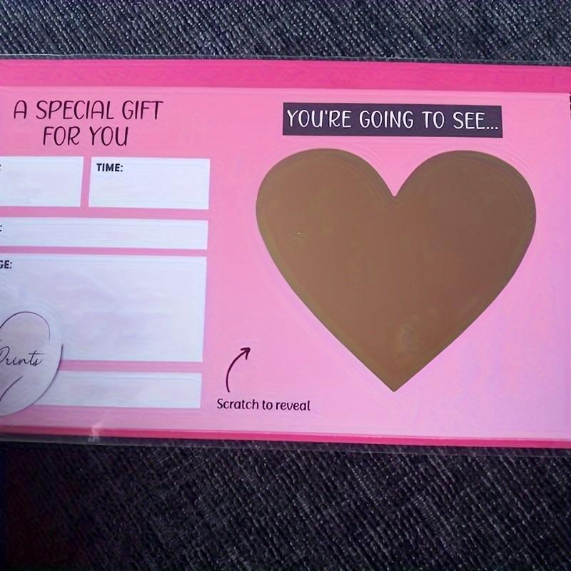 Creative Scratch-Off Surprise Cards, Romantic Heart-Shaped Gift Card, Customizable Date/time/location, Perfect for Valentine's Day & Anniversaries