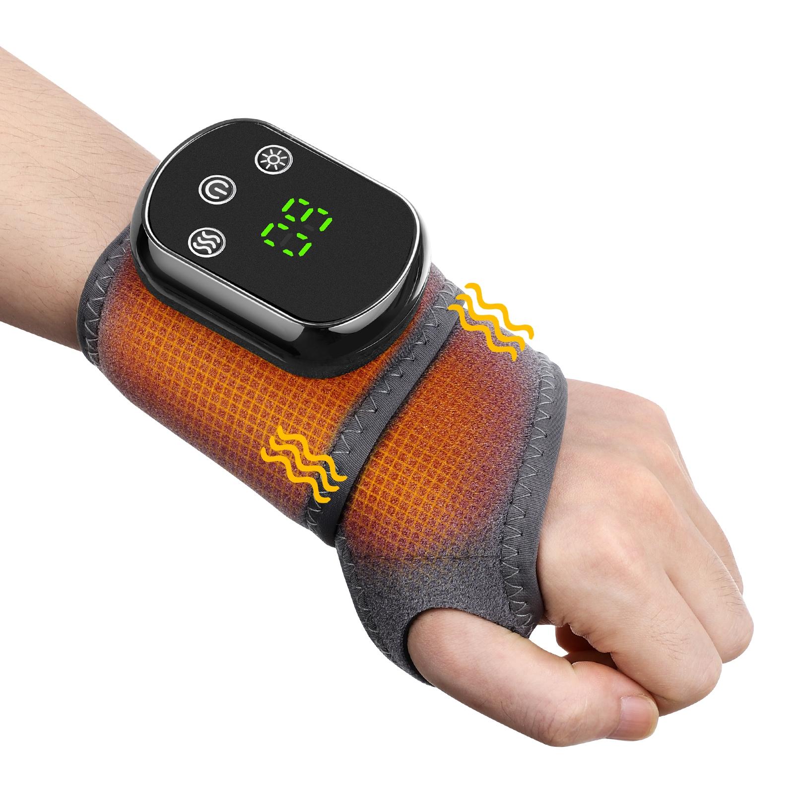 Heated Wrist Wrap 5 Heat Settings & 3 Vibration Modes, Wrist Massager for Left/right Hand Use for Carpal Tunnel, USB Rechargeable Massagers