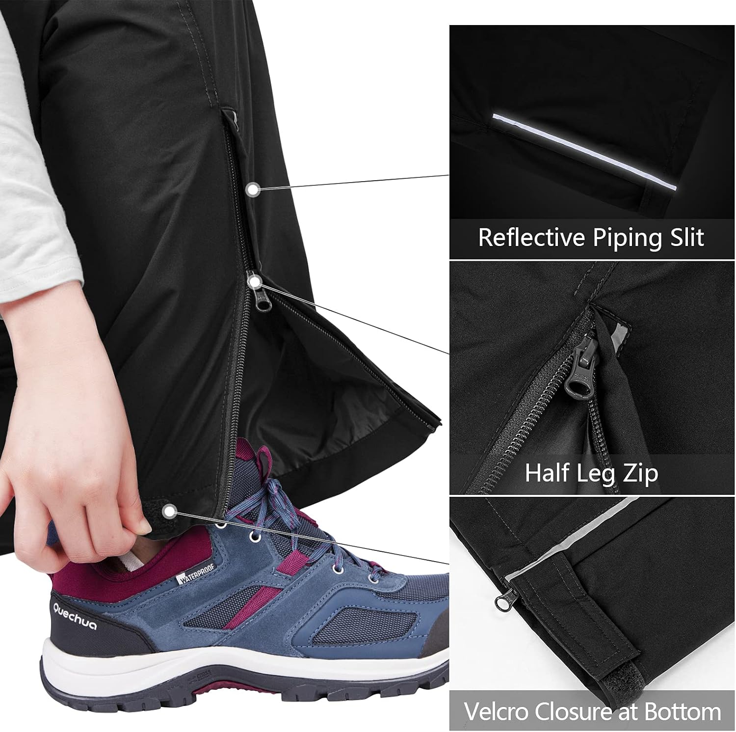 Women's Rain Pants, Lightweight Waterproof Rain Over Pants, Windproof Hiking Pants for Outdoor, Fishing, Rainy Day