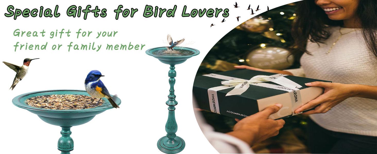 27.17”H Antique Pedestal Bird Bath,Bird Baths for Outdoors, Metal Bird Bath Bird Feeder Seed Tray for Garden Yard Decor (Retro Blue Green)