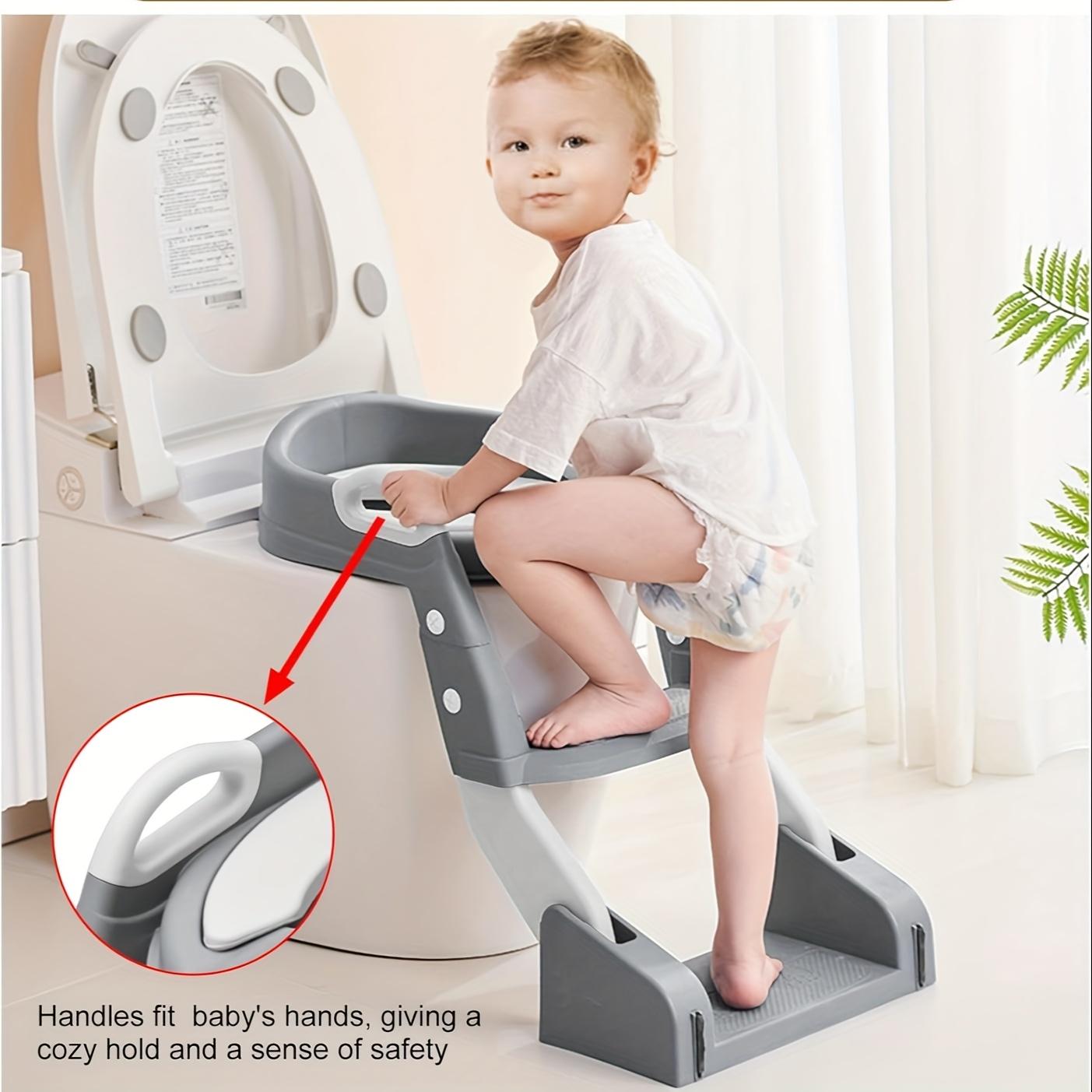 2 in 1 Toddler Potty Toilet Seat Cushion with Ladder Anti-Slip Mat Foldable Kids Toilet Training Cushion Potty Trainer Toddler for Boys and Girls Splash Proof Design Kids Potty Set