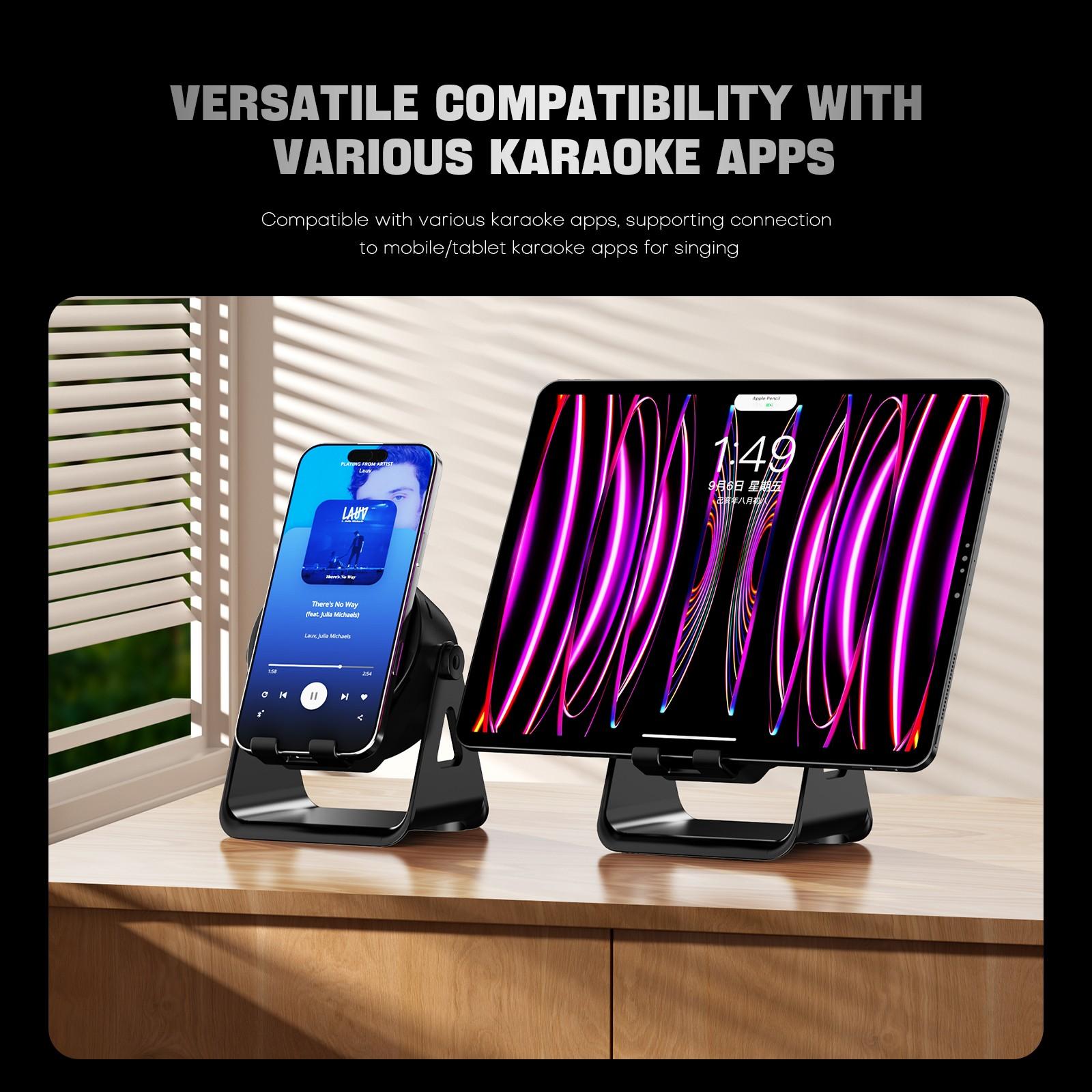 Wireless Induction Speaker Bluetooth-compatible 5-In-1, USB Emergency Charger, RGB Light, 360° Rotating Stand, Portable Desktop, Home, Outdoor, Travel Gift