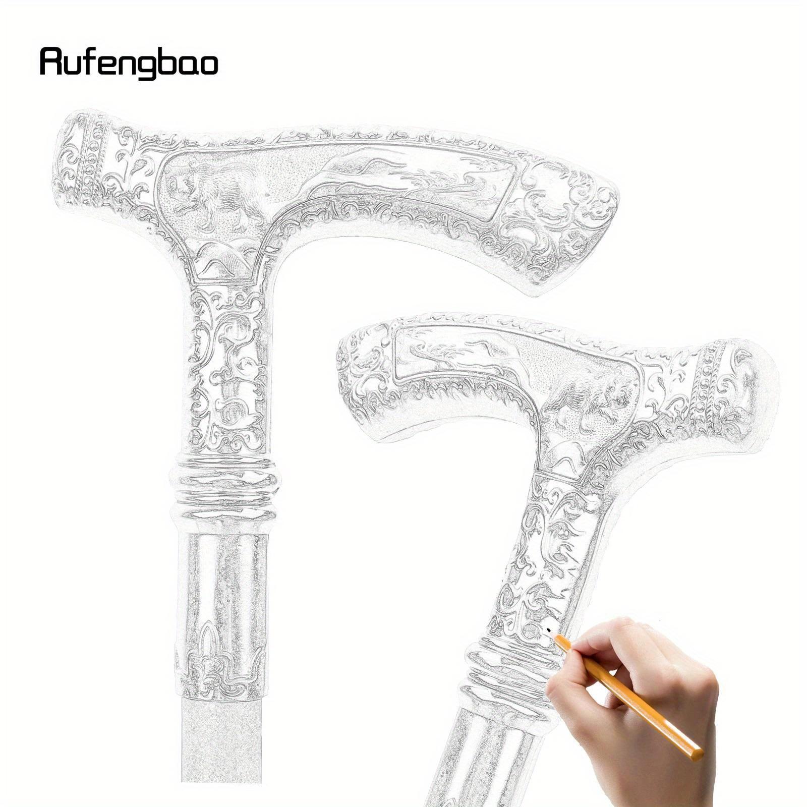 Golden White Luxury Bear Handle Walking Cane Fashion Decorative Walking Stick Gentleman Elegant Cosplay Cane Knob Crosier 90cm