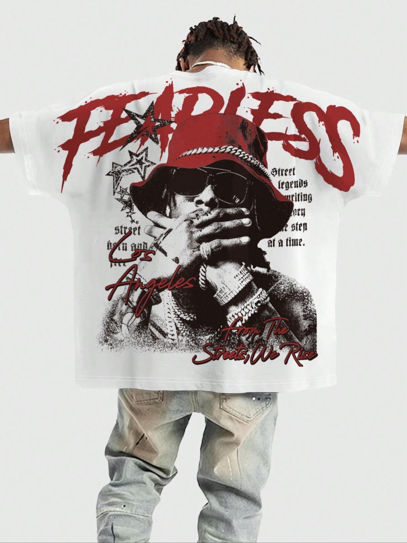 Men's Regular Fit Skeleton & Letter Print Round Neck Tee, Casual Short Sleeve Crew Neck T-Shirt for Summer, Fashion Men's Top for Daily Wear, Tropical