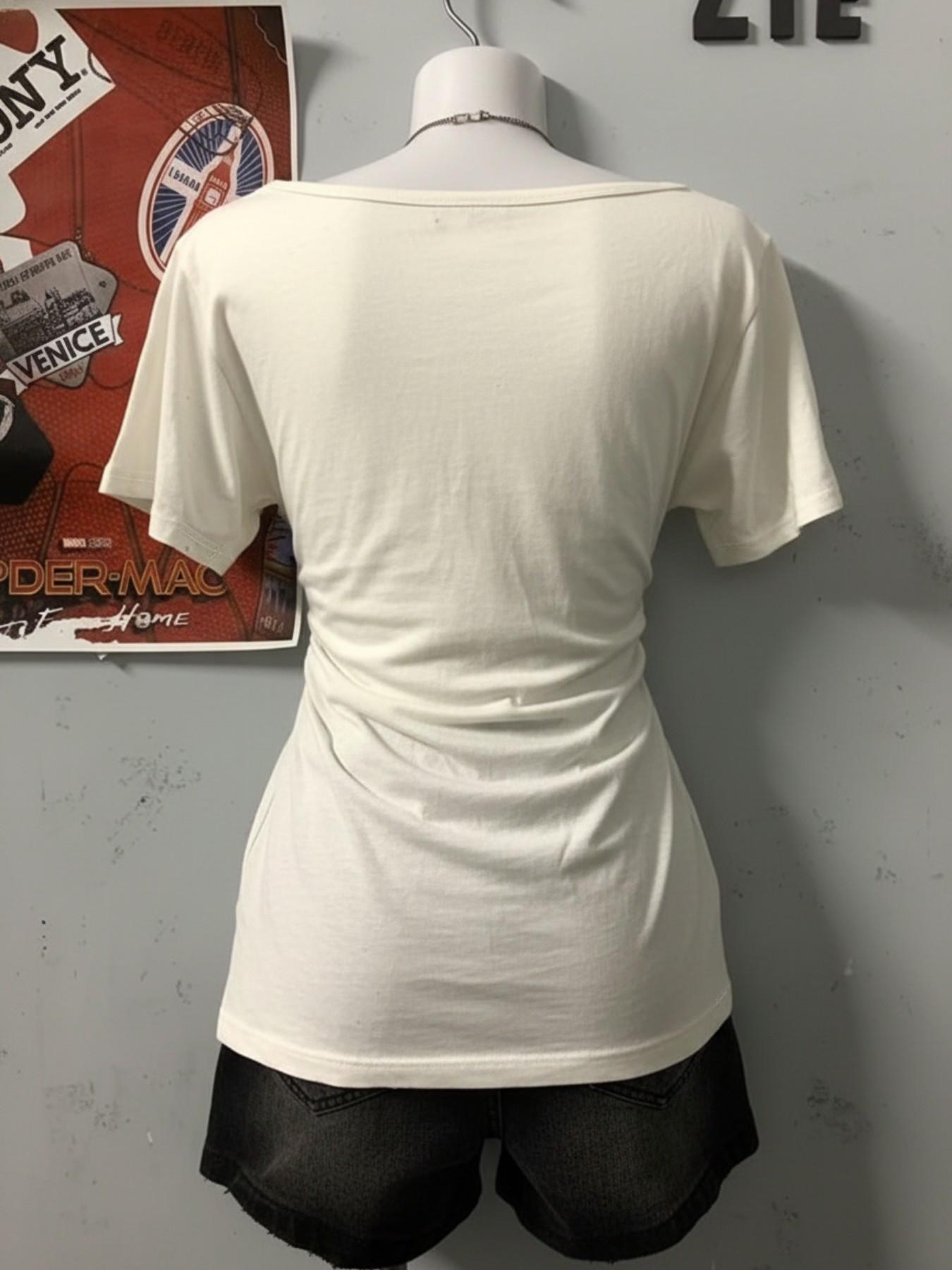 Fashionable Casual Women's Letter and Number Printed Loose Comfortable Round Neck T-Shirt, Ideal for Relaxed Daily