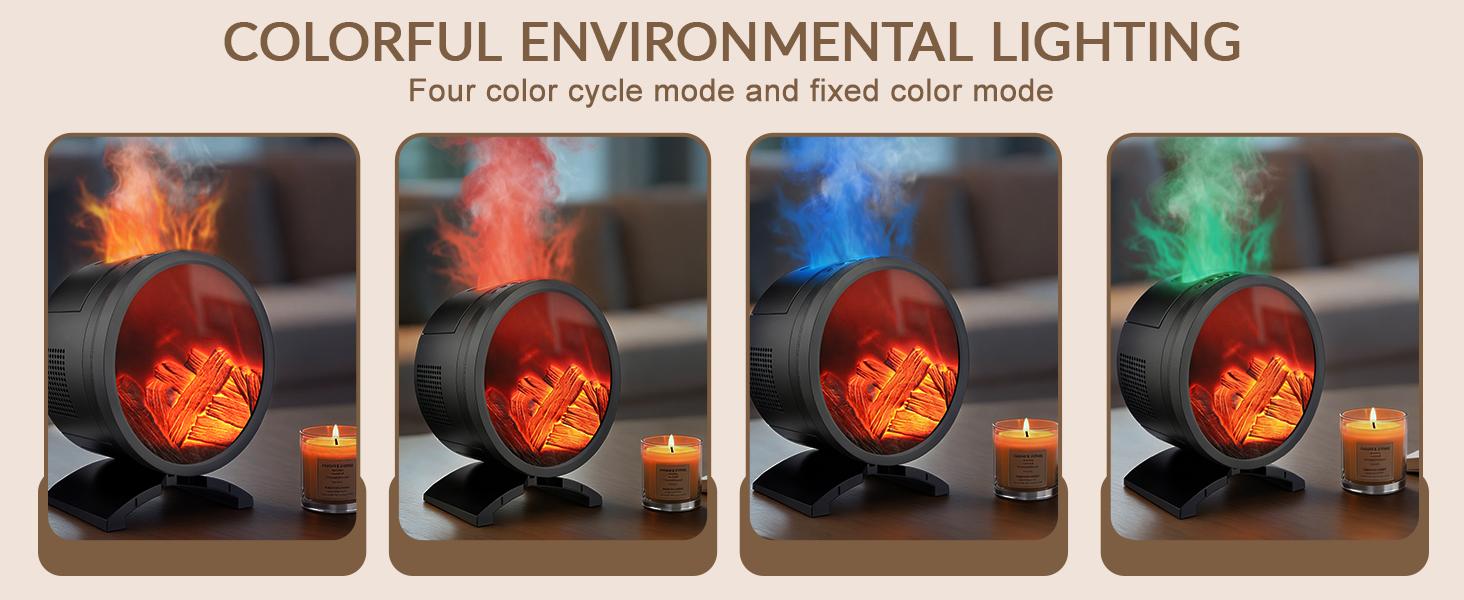 Fireplace Flame Oil Diffuser with Speaker & 260mL Fire Oil Diffuser,Essential Oil Diffuser 5 Color Fire Aroma Diffuser Aromatherapy Aroma Diffuser, Ultrasonic Mist with Timer & Auto Shut-Off