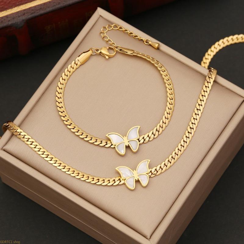 Women's Elegant Matching Jewelry Set - 2-Piece Twisted Metal Braided Choker Necklace + Bracelet, Metal Coating Textured Lightweight Bag Charm Accessory, for Best Friends, Everyday Wear