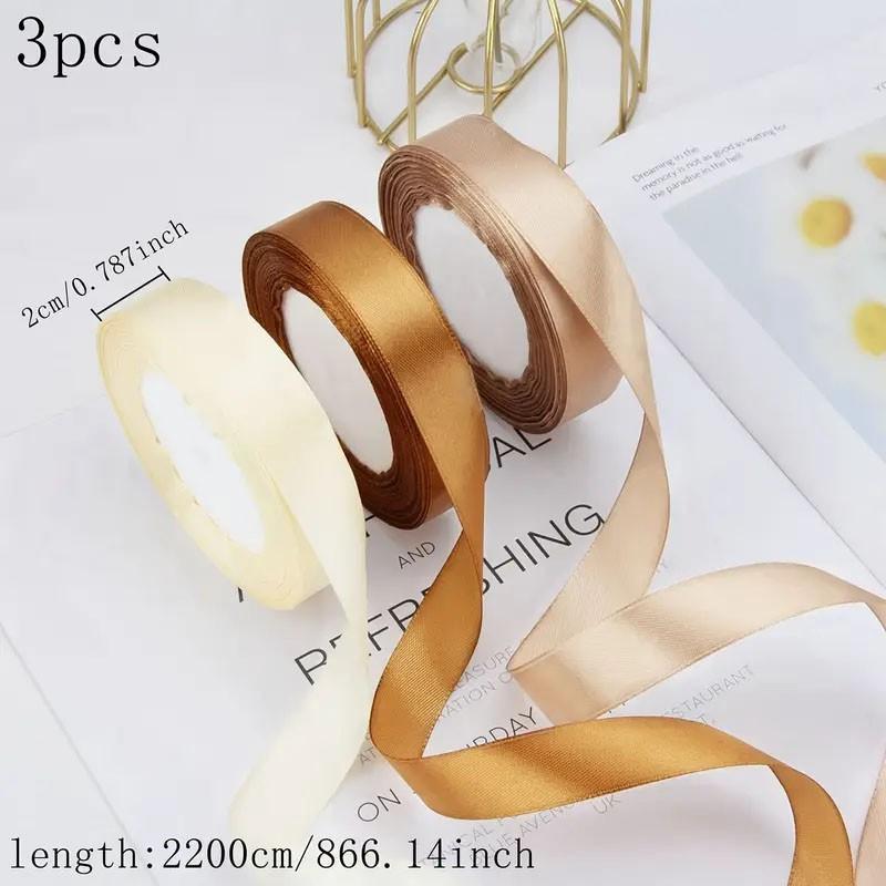 3 Rolls 22m Ribbon, Gift Wrapping Ribbon, Bouquet Packaging, Handmade Bow Decor, Party Decoration, Cake Decorating Ribbon